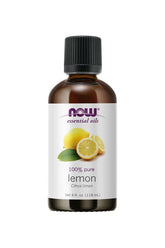 Now Foods 100% pure lemon essential oil, Citrus limon, 118 ml bottle for aromatherapy.